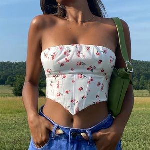 White floral bustier top